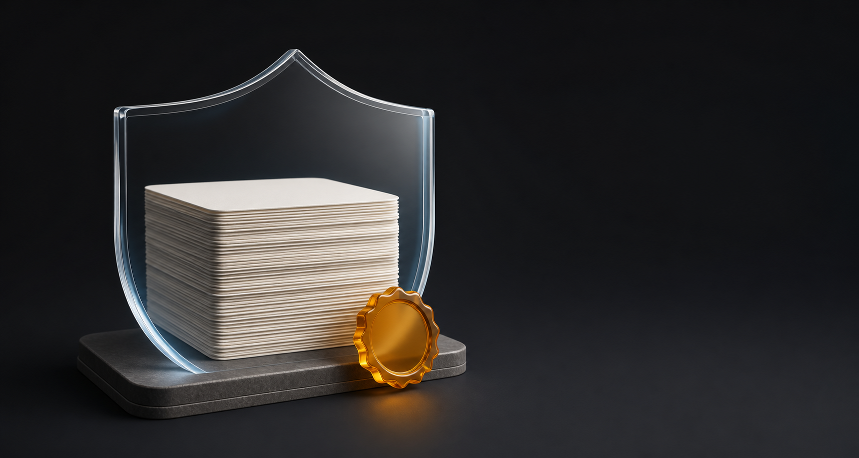 Exemple généré : cartes de données protégées par un bouclier transparent